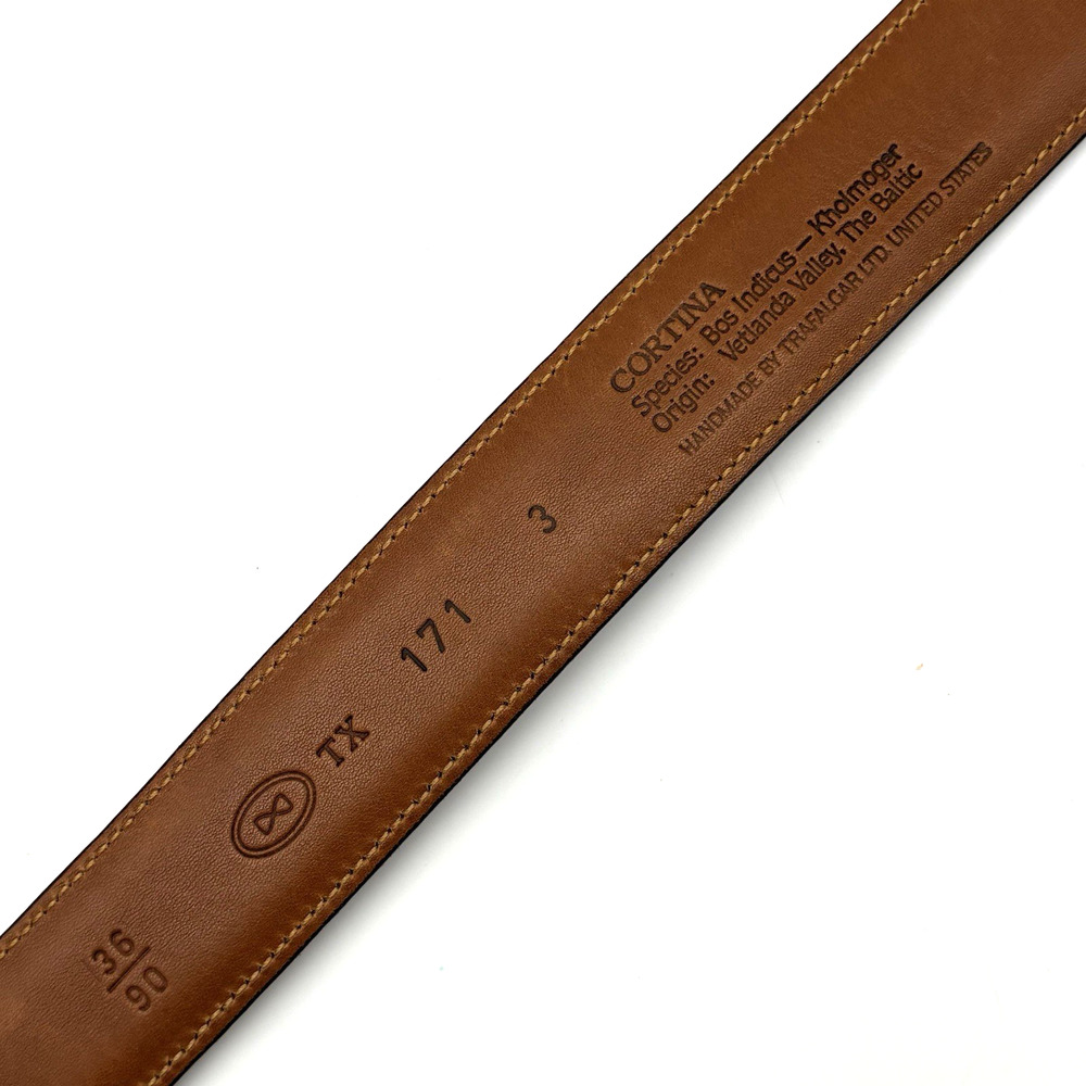 Vintage Trafalgar 1713 Cortina Oxblood Leather Bass Buckle Belt 36 Handmade USA - Picture 9 of 13